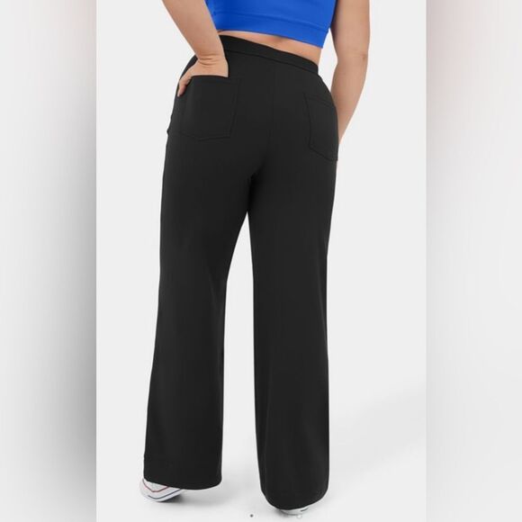 NWT Halara Women's High Waisted Button Multiple Pockets black Casual Pants P1 - Picture 2 of 6